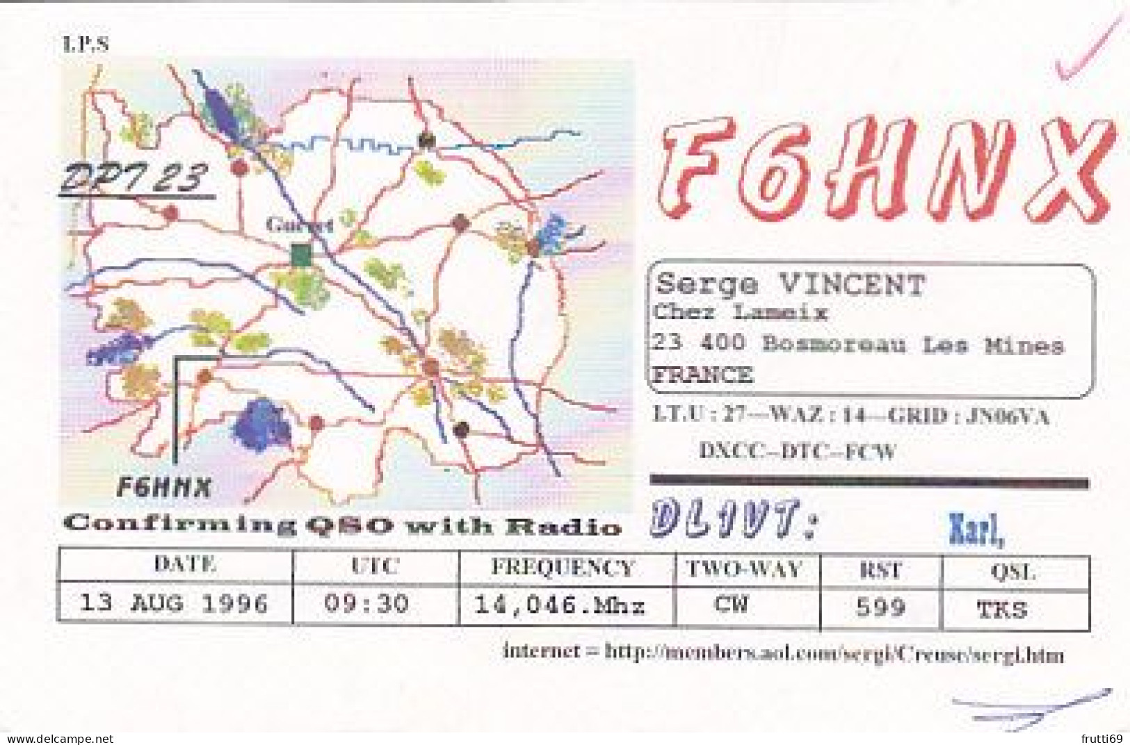 AK 210493 QSL - France - Bosmoreau Les Mines - Amateurfunk