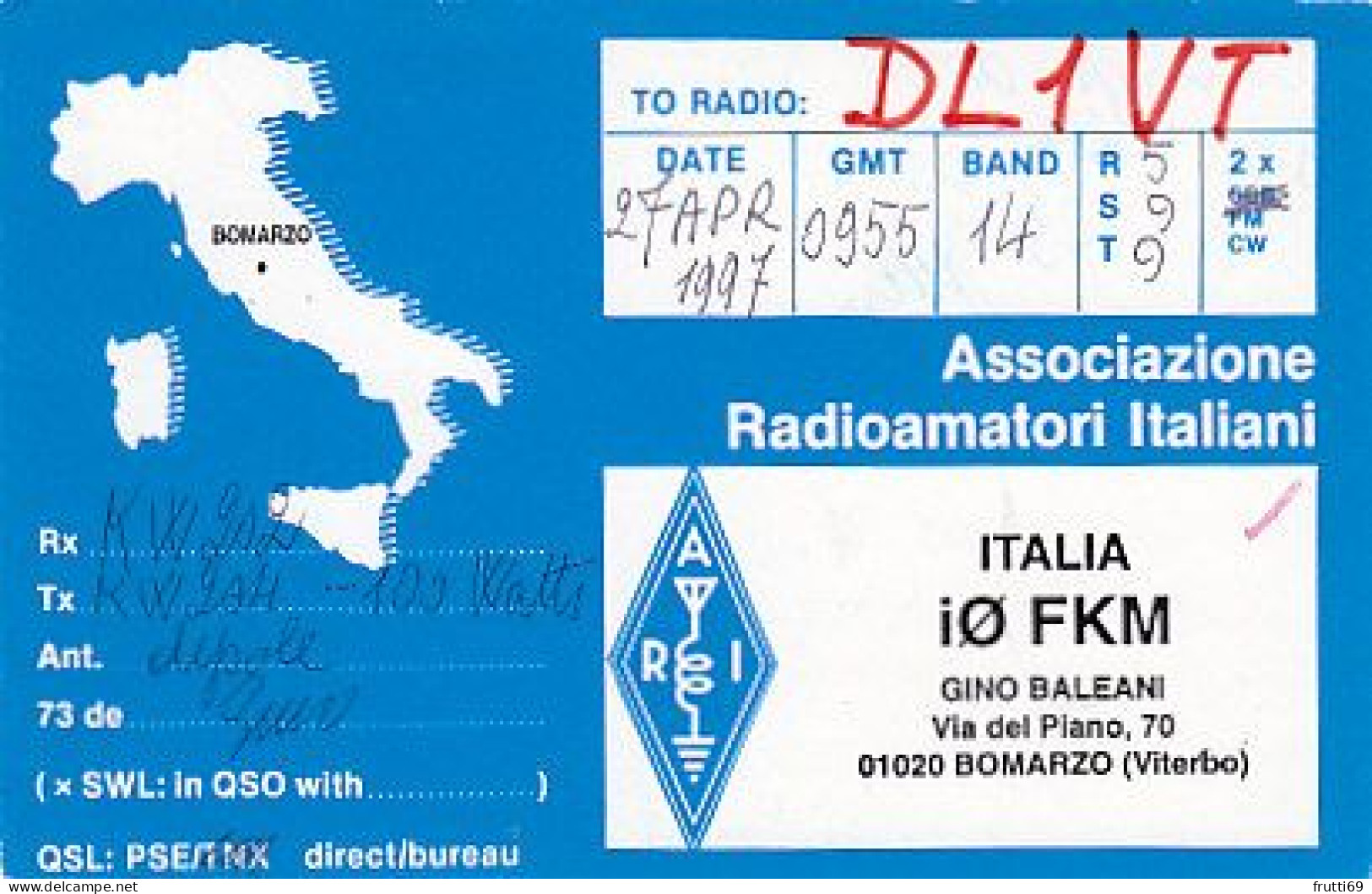 AK 210496 QSL - Italy - Bomarzo - Radio-amateur