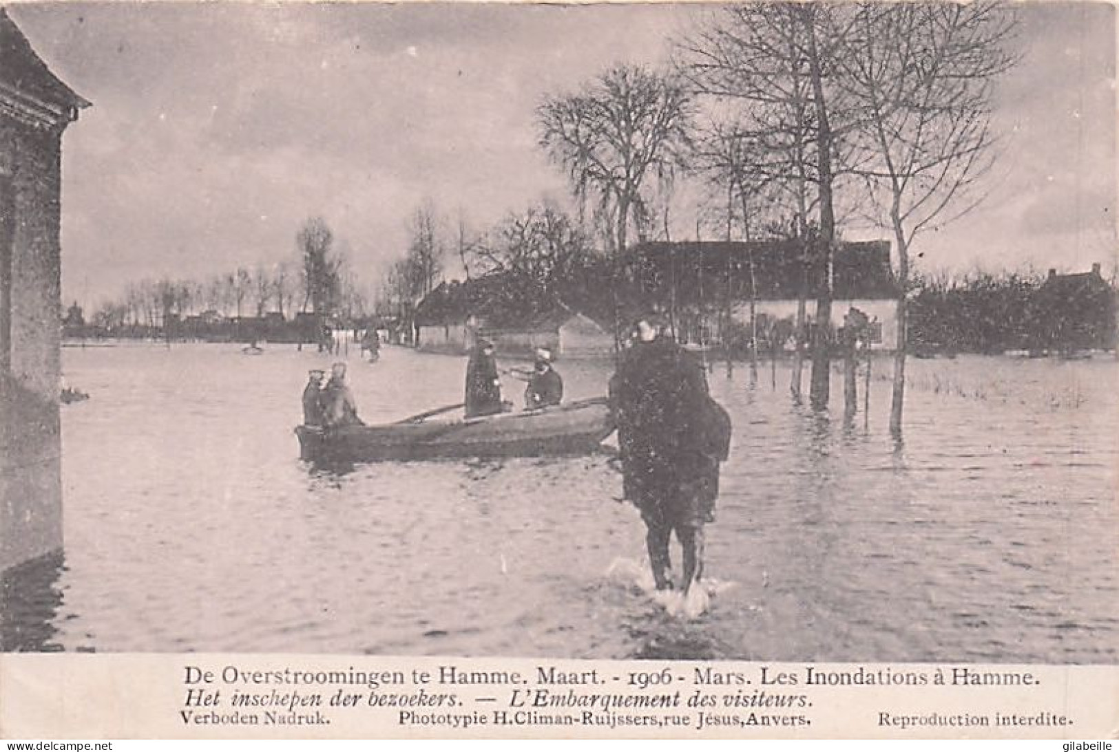 HAMME  - Overstromingen Te Hamme Maart 1906 - Het Inschepen Der Bezoekers - Embarquement Des Visiteurs - Hamme