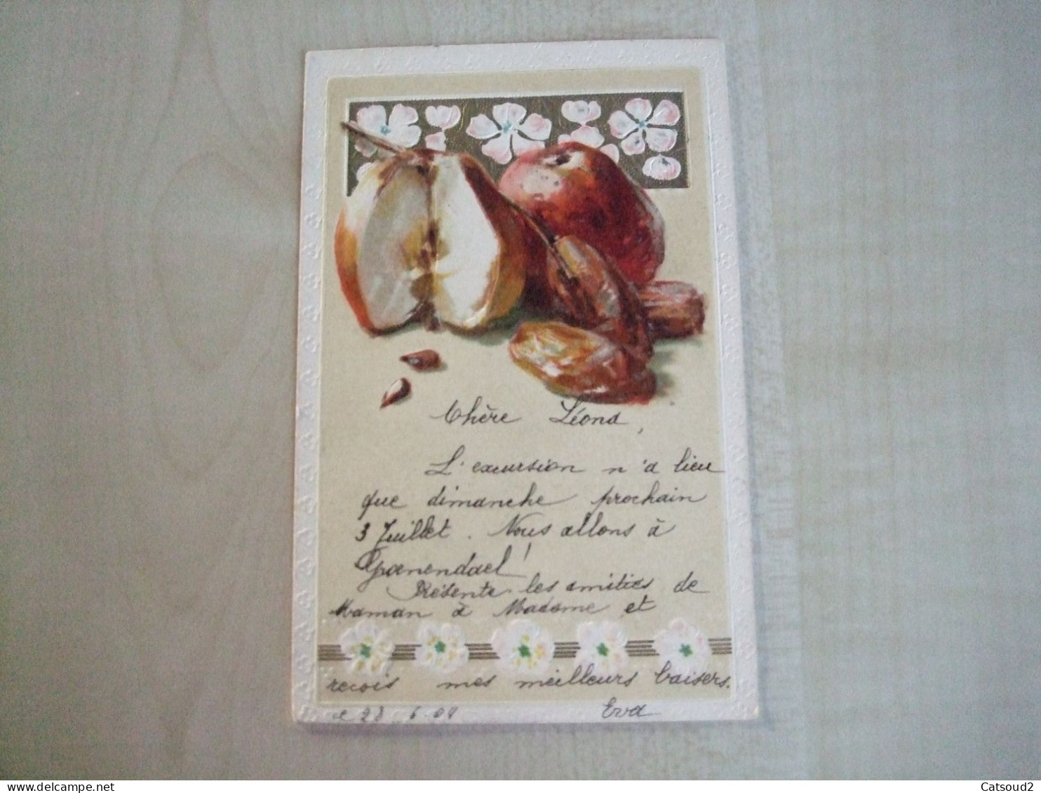 Carte Postale Ancienne Gaufrée 1904 FRUITS - Autres & Non Classés