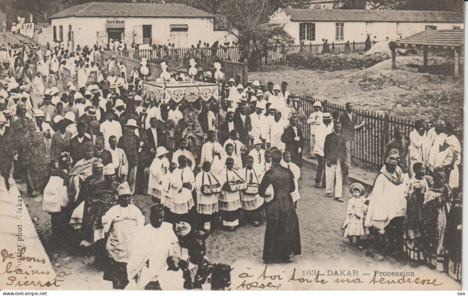 249-145 2cp Avant  1905 N°163 & N°164  Dakar  Procession    Fortier Photo Dakar    Retrait Le 25-05 - Senegal