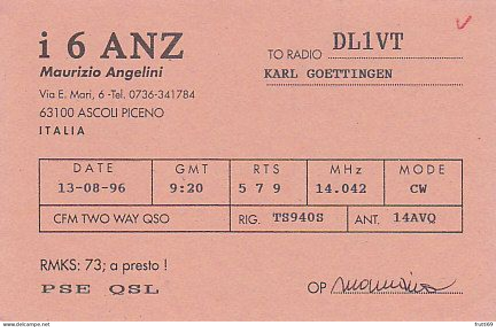 AK 210505 QSL - Italy - Ascoli Piceno - Radio Amateur