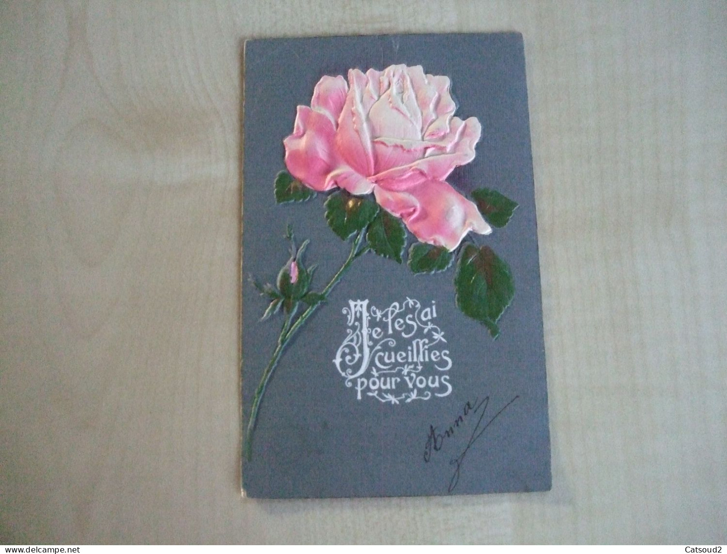 Carte Postale Ancienne Gaufrée ROSE Je Les Ai Cueillies Pour Vous - Flores