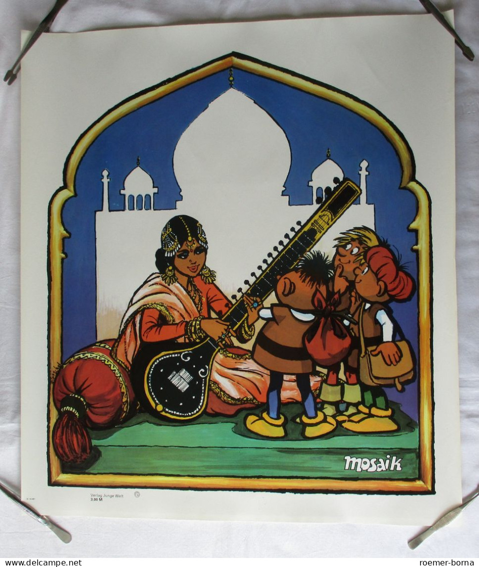 DDR Poster Mosaik Abrafaxe In Indien 53 X 47 Cm (104723) - Abrafaxe