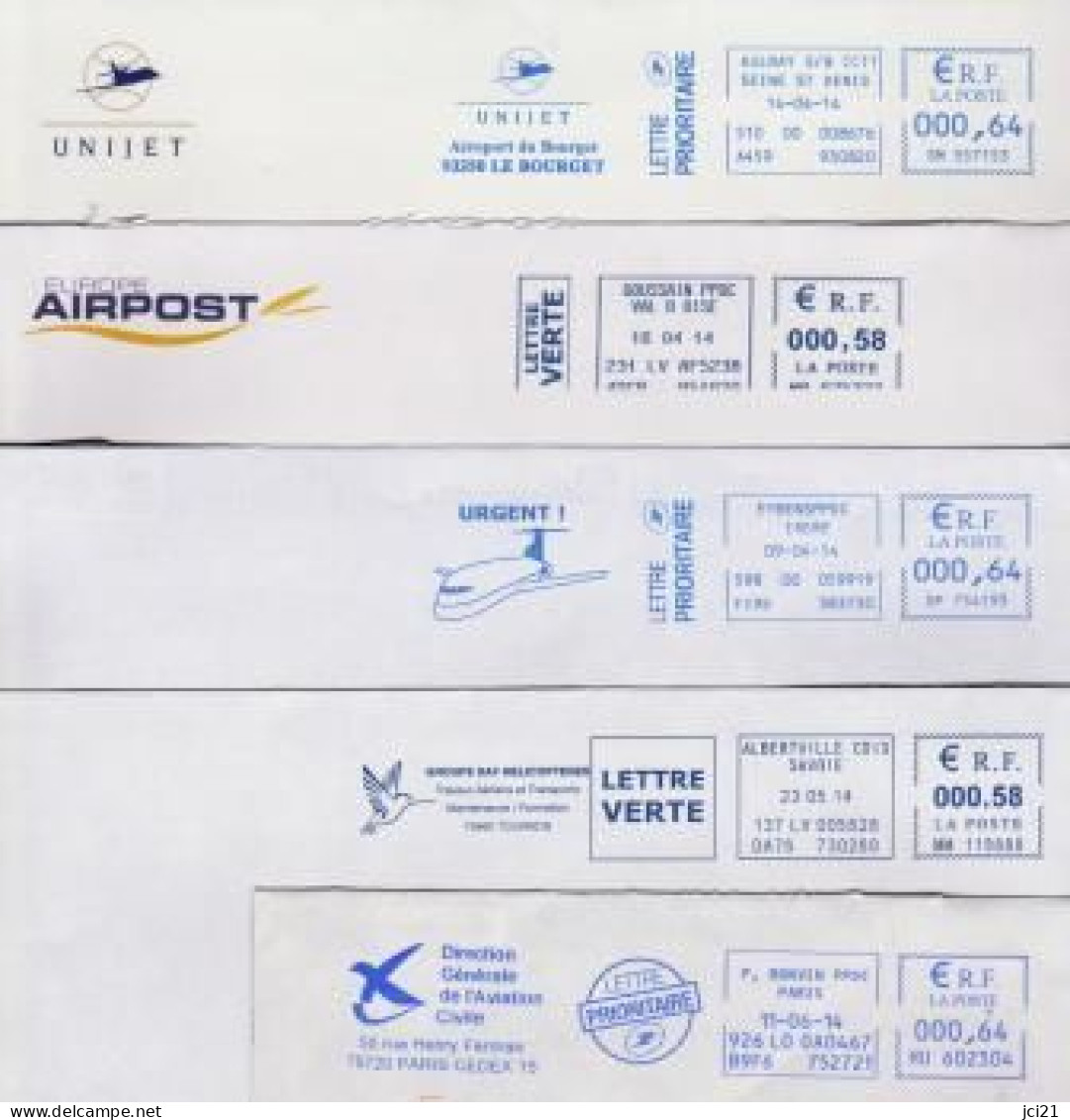 Lot De 7 Enveloppes Thème Aviation (1481)ema219 - EMA (Print Machine)