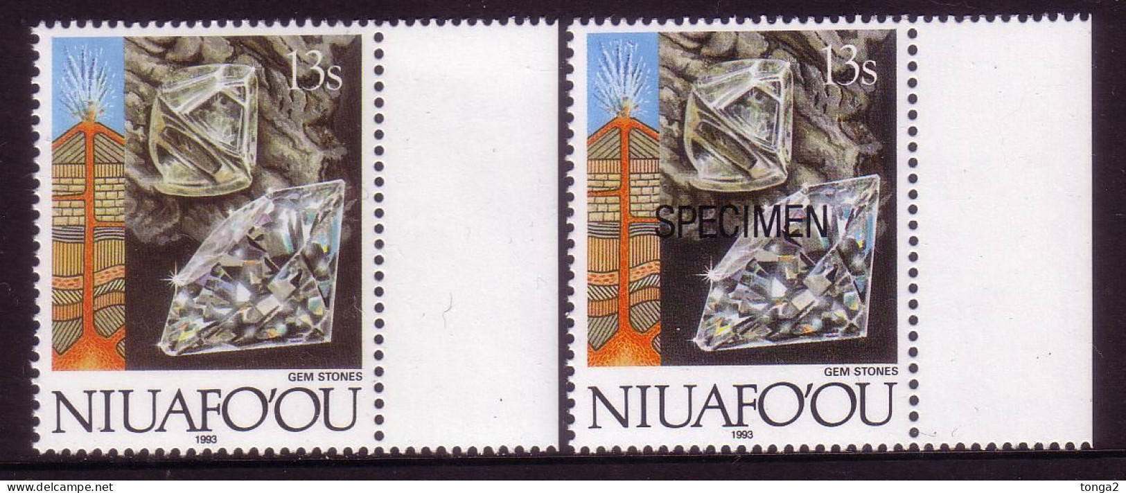 Niuafo'ou 1993 Diamond - MNH Stamp + Specimen Stamp - Mineral - Mineralen