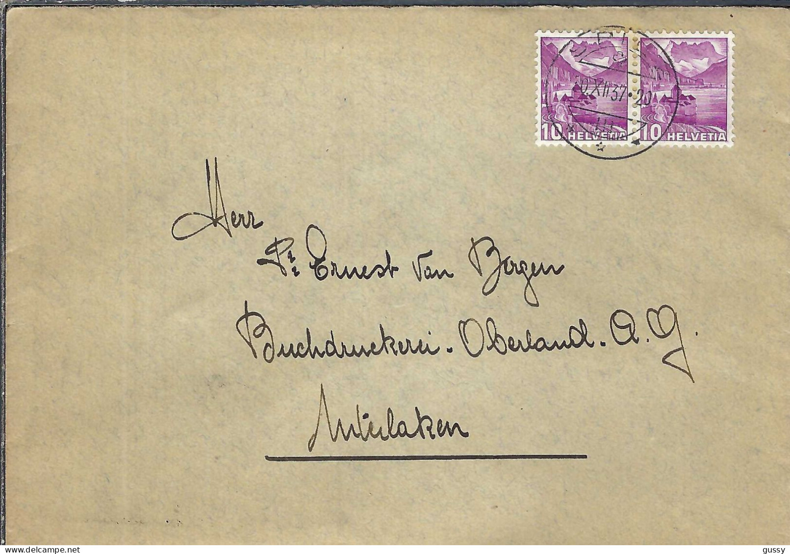 SUISSE 1937: LSC De Spiez Pour Interlaken - Briefe U. Dokumente