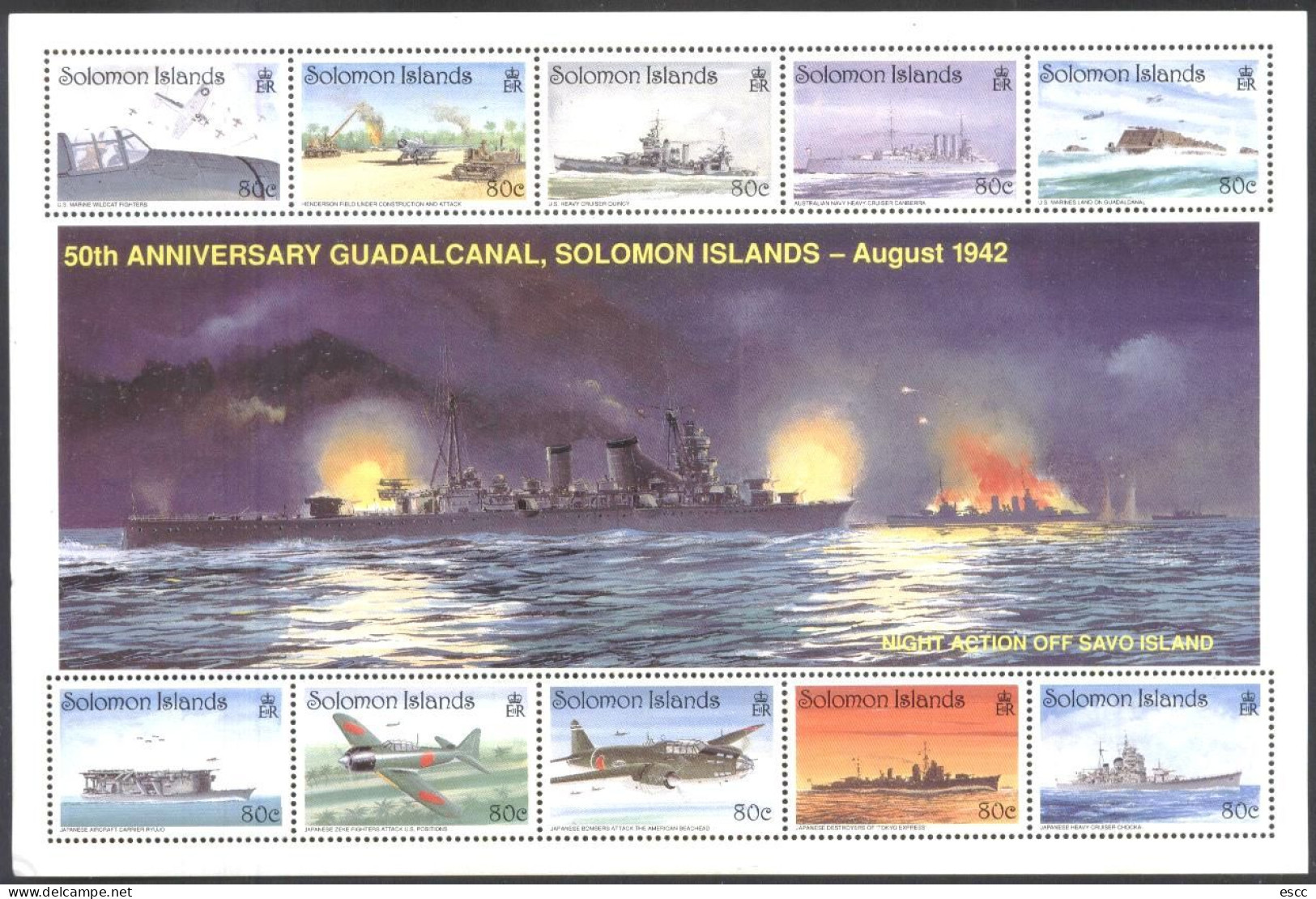 Mint Stamps In Miniature Sheet  Ships And Airplanes 1992 From Solomon Islands - Andere & Zonder Classificatie