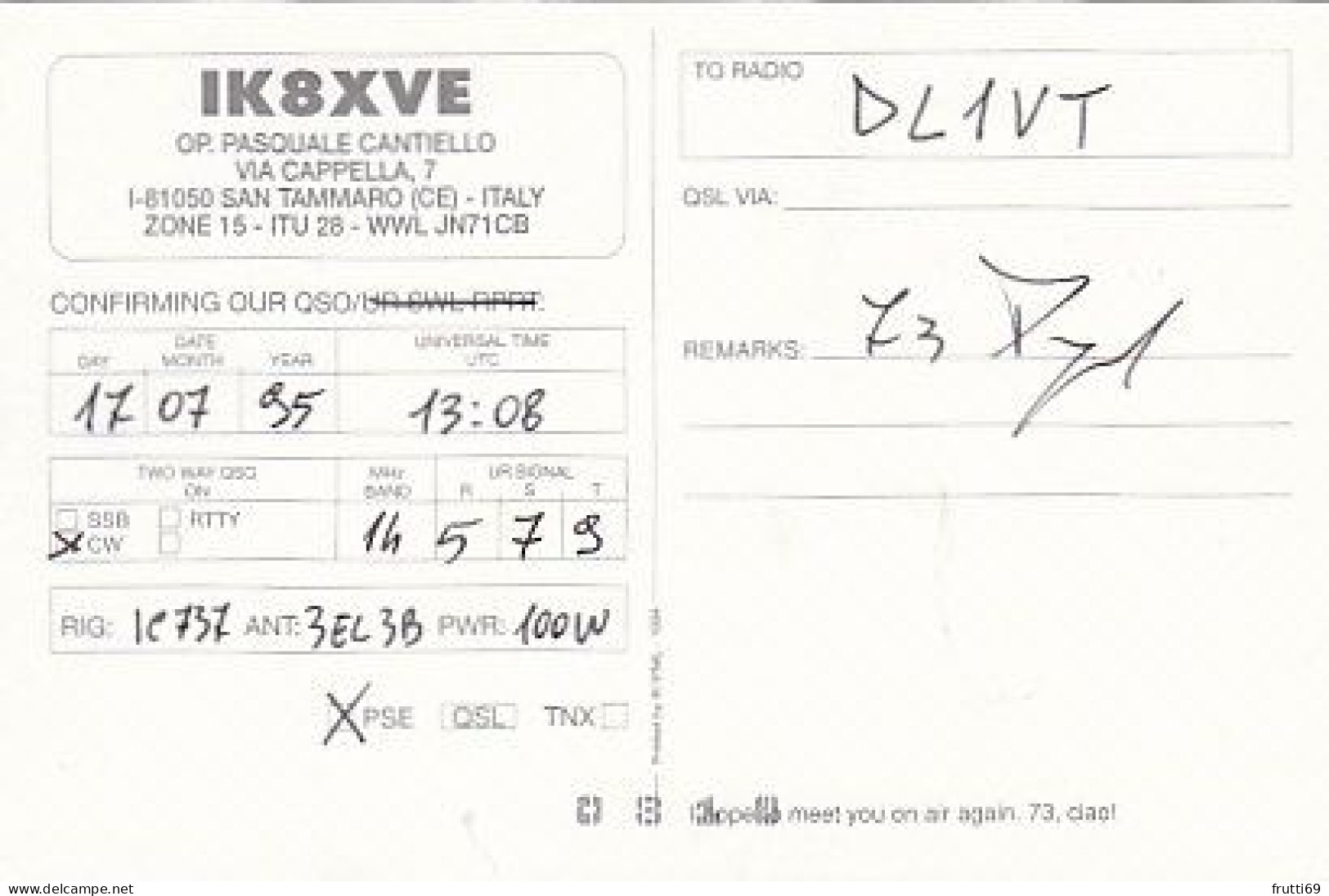 AK 210511 QSL - Italy - San Tammaro - Radio Amateur