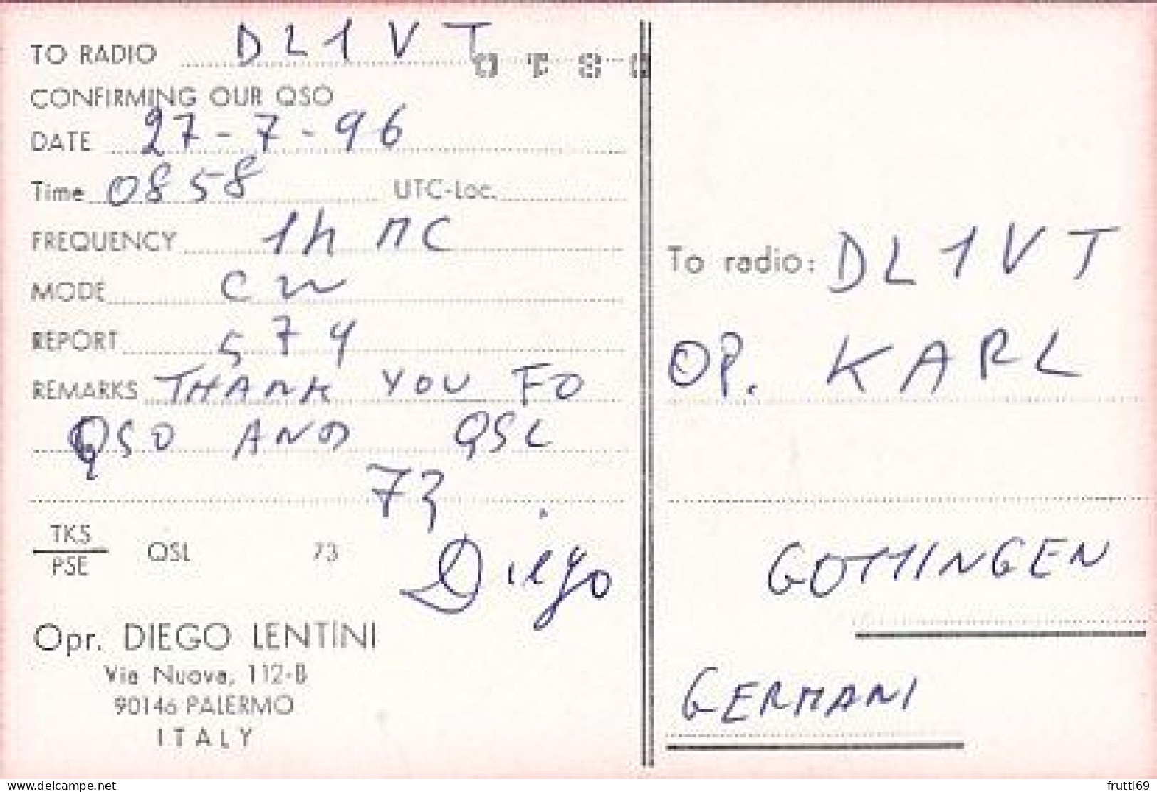 AK 210512 QSL - Italy - Palermo - Radio-amateur