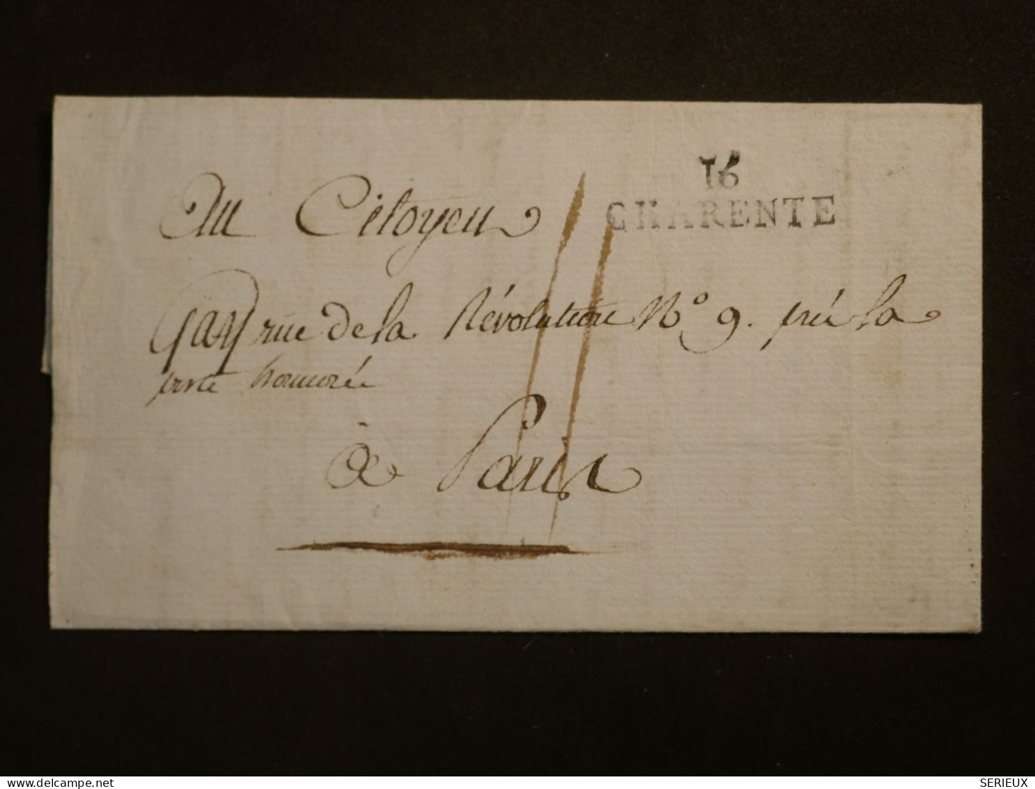 DO 6 FRANCE  LETTRE RR   AN 7  CHARENTE A PARIS RUE DE LA REVOLUTION   + AFF. INTERESSANT++ - 1701-1800: Vorläufer XVIII