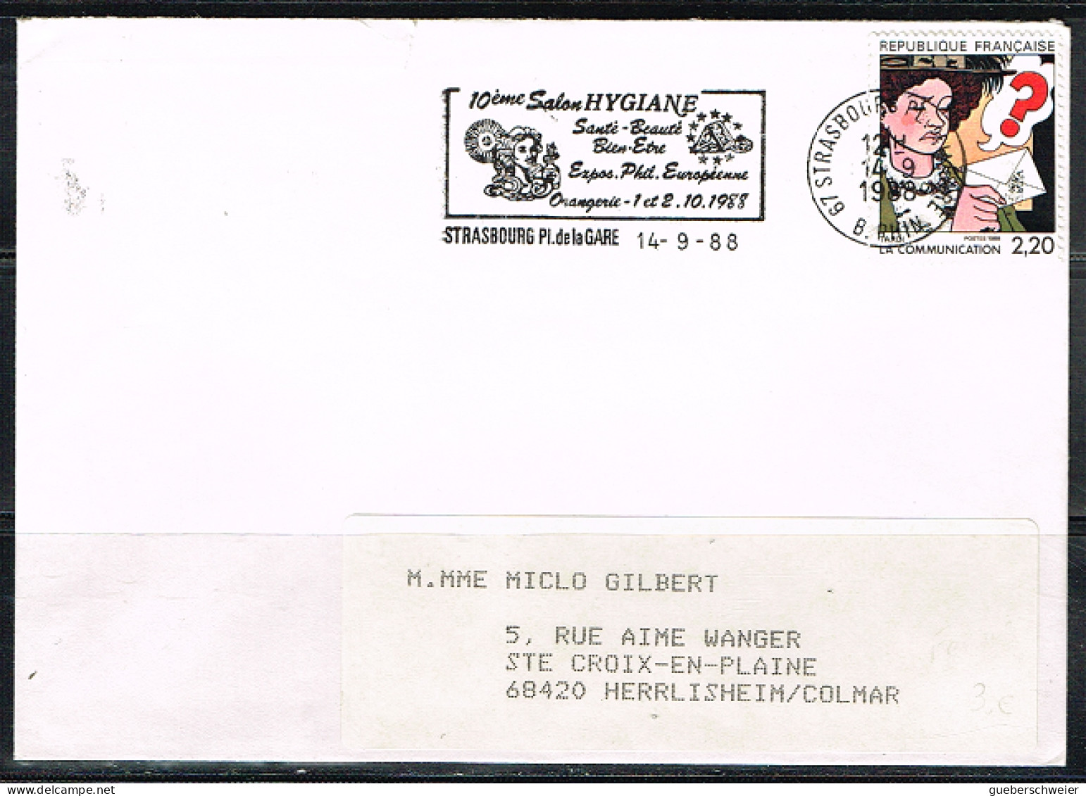 FEM-L5 - FRANCE Flamme Illustrée Sur Lettre Salon HYGIANE Strasbourg 1988 - Mechanical Postmarks (Advertisement)