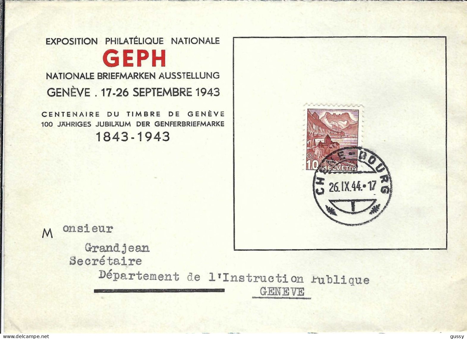 SUISSE 1944: LSC De Chêne-Bourg Pour Genève - Storia Postale