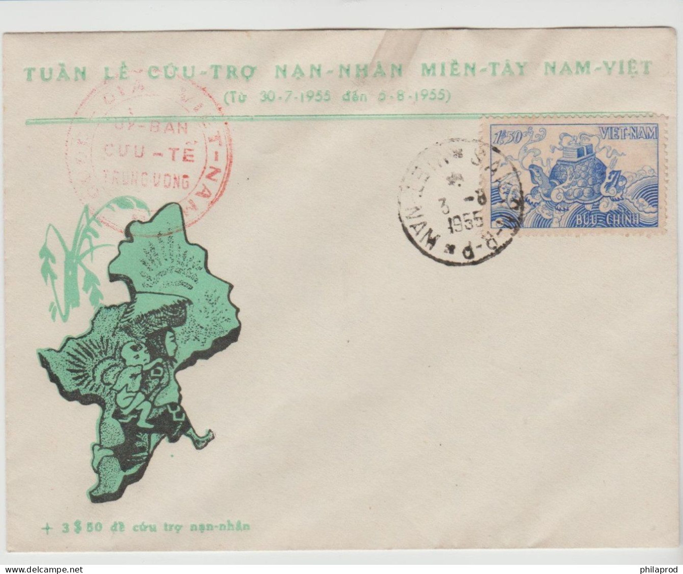 S.VIETNAM  SPECIAL COVER + $3.50 HELPING FLOOD WEEK  1955 - Viêt-Nam