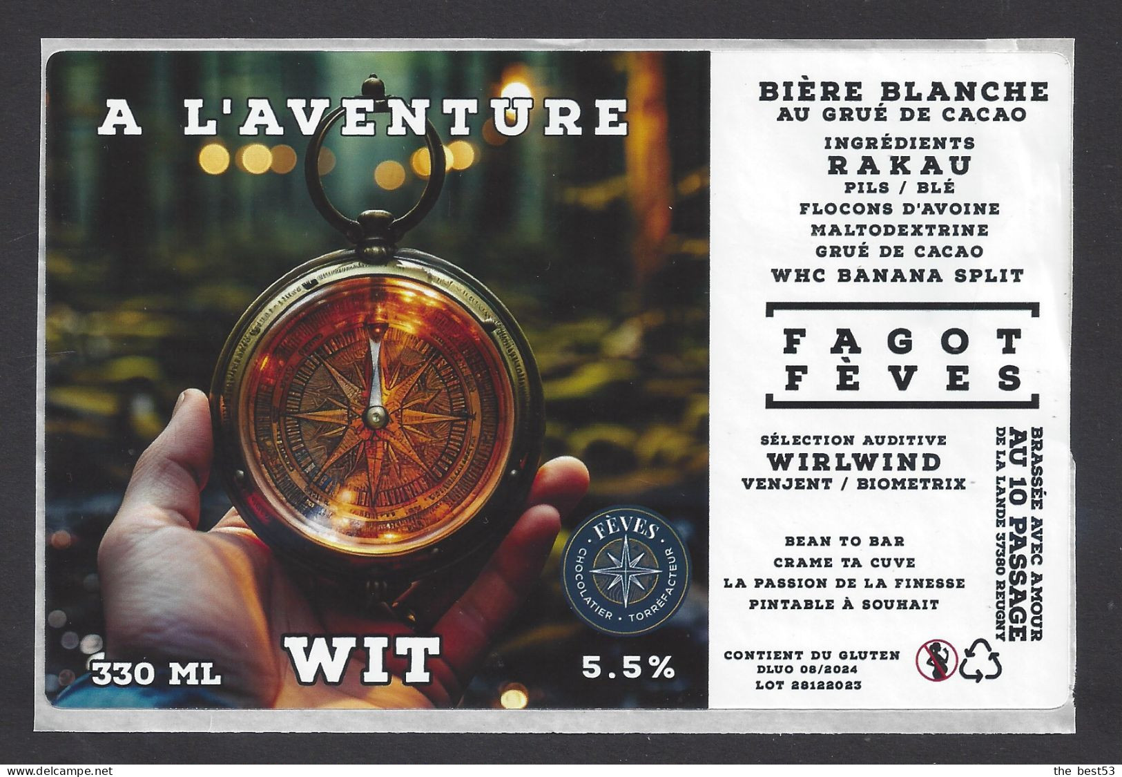 Etiquette De Bière Blanche  - A L'Aventure  -  Brasserie Au 10 Passage De La Lande  à  Reugny (37) - Bier