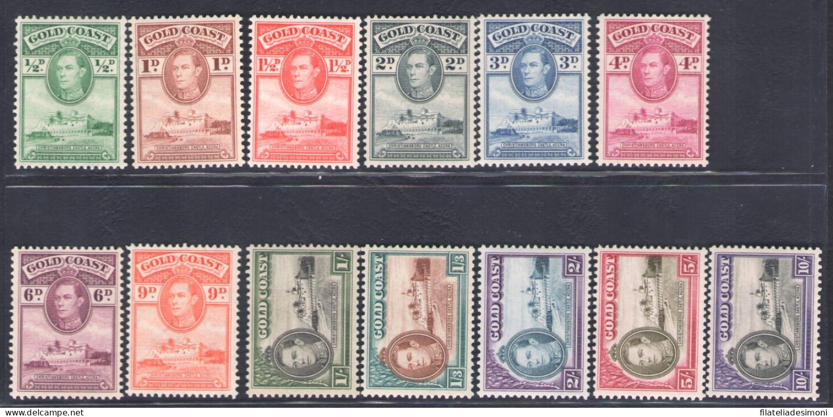 1938-43 Gold Coast, Stanley Gibbons N. 120a-32, Giorgio VI, MNH** - Other & Unclassified
