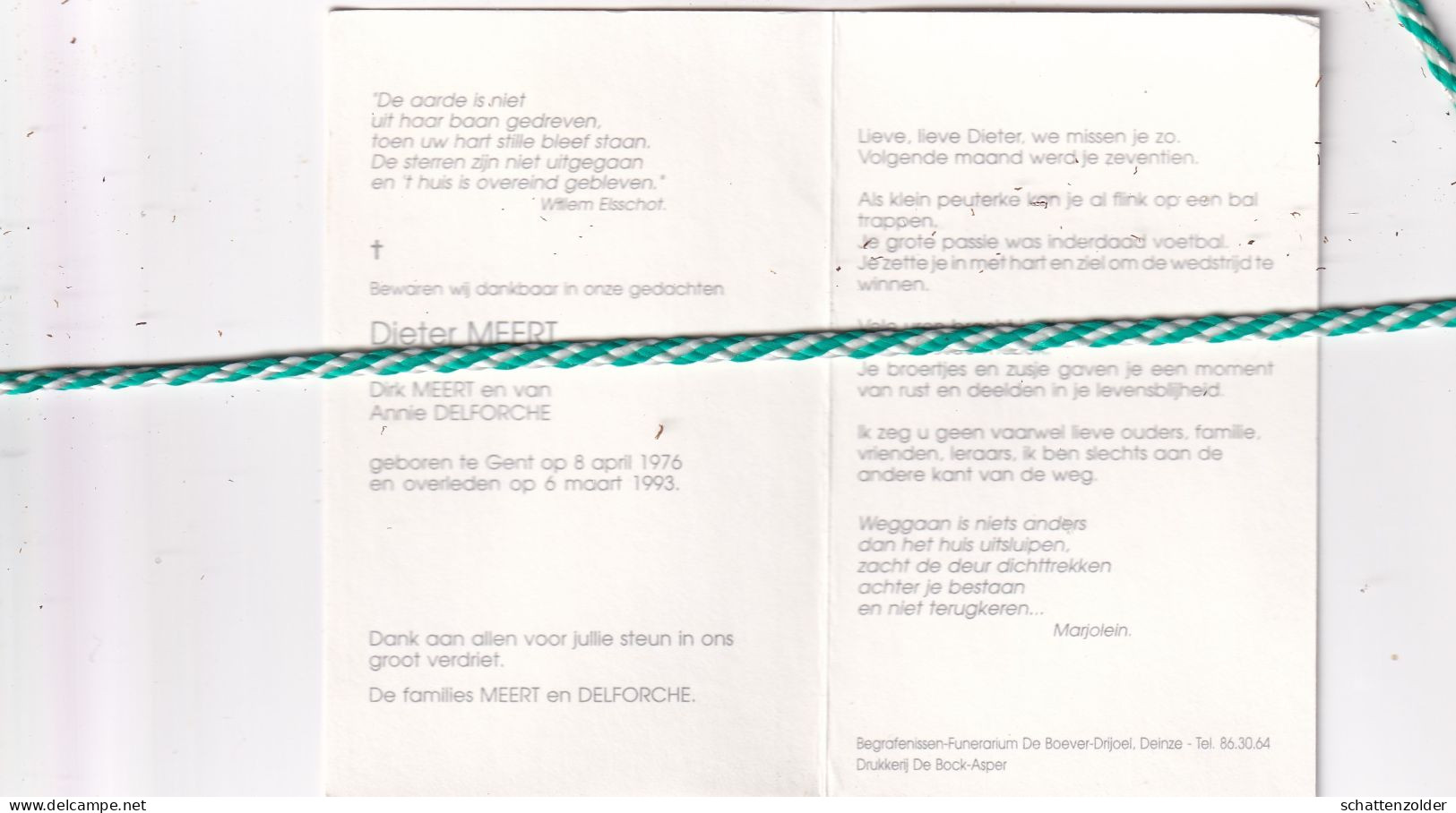 Dieter Meert-Delforche, Gent 1976, 1993. Foto - Obituary Notices