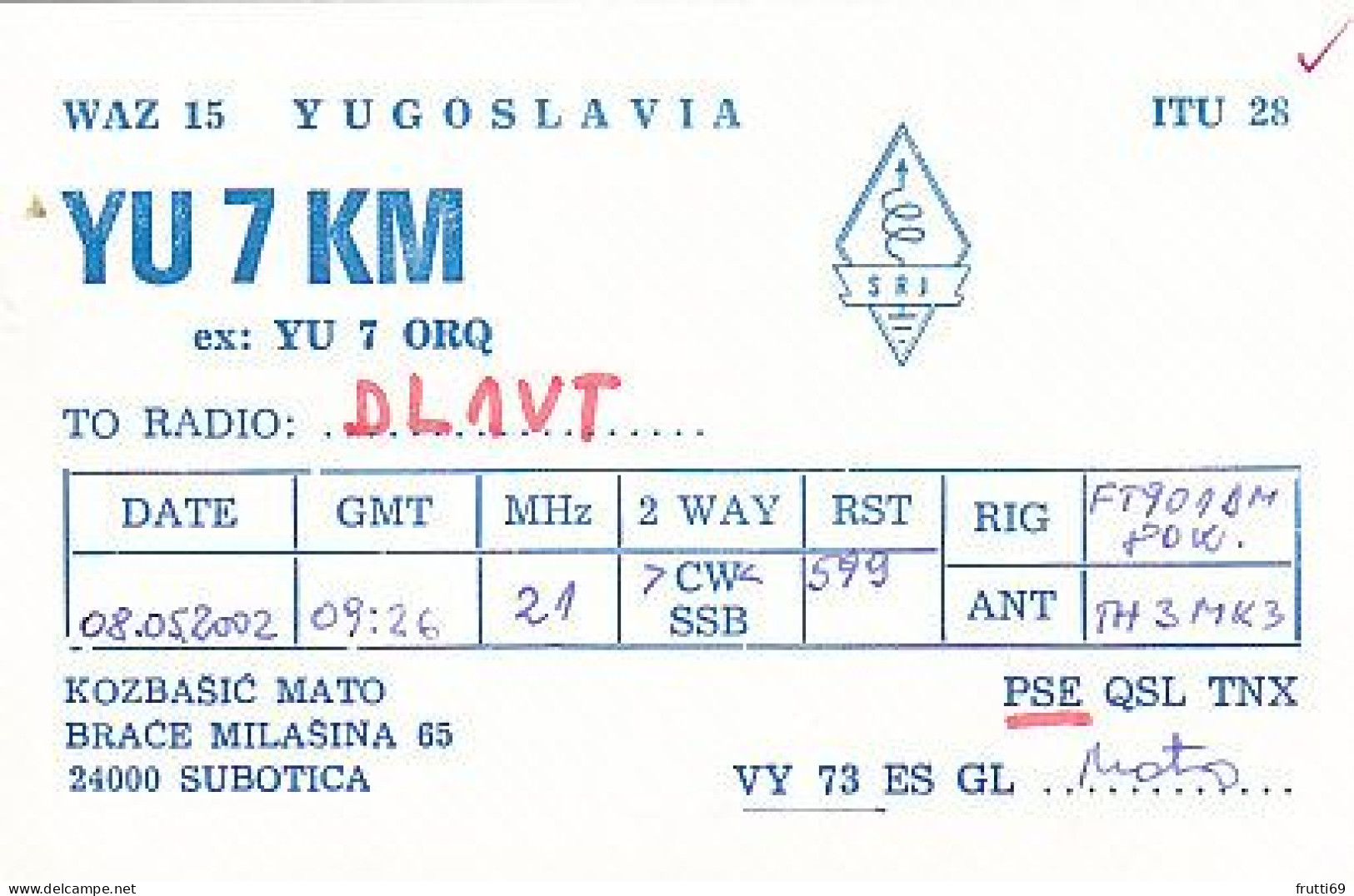 AK 210528 QSL - Yugoslavia - Subotica - Amateurfunk