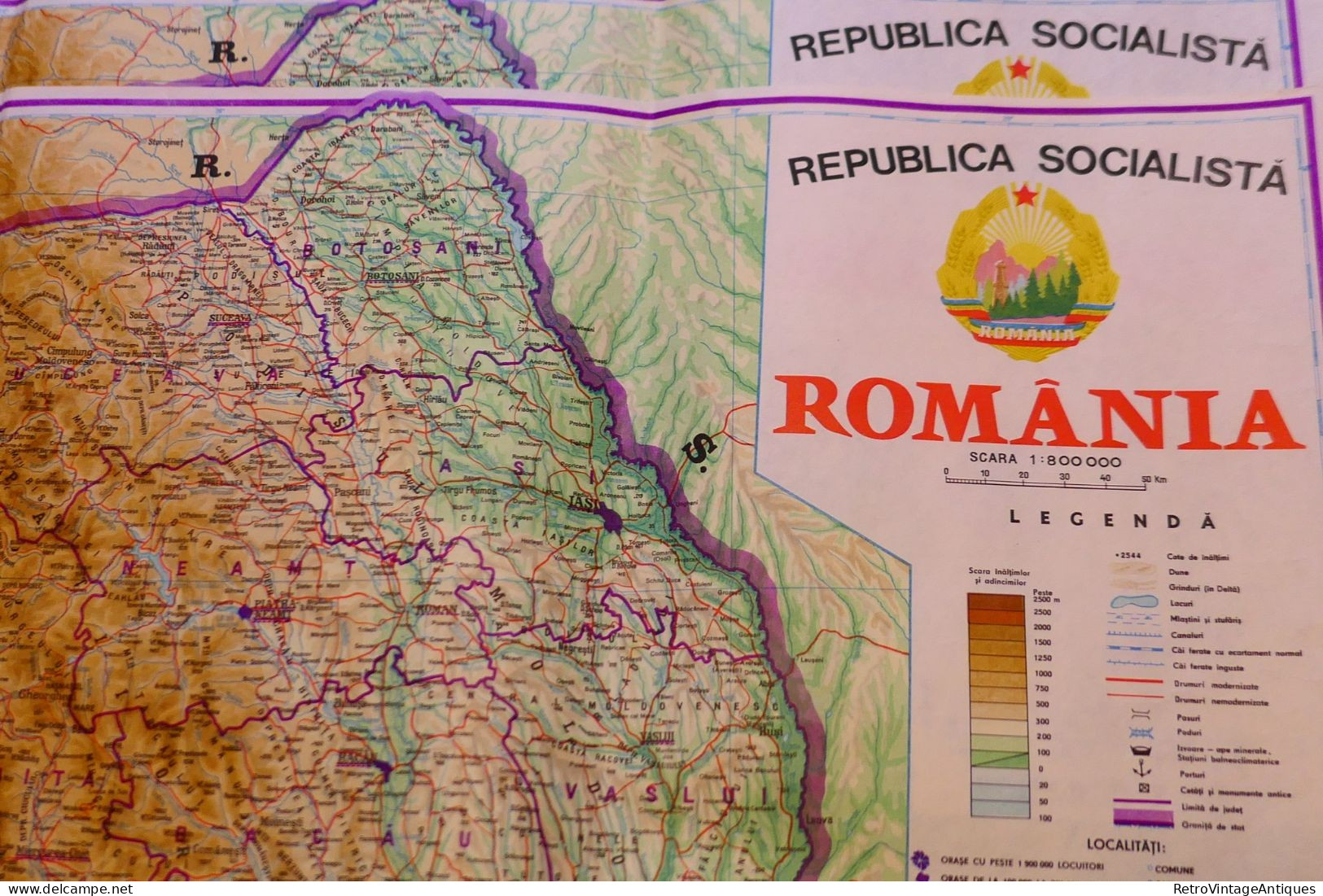 Romania Map 1980s Ceausescu Era Harta Romaniei RSR 1986 100/80cm - Editura Didactica Si Pedagocica - Landkarten