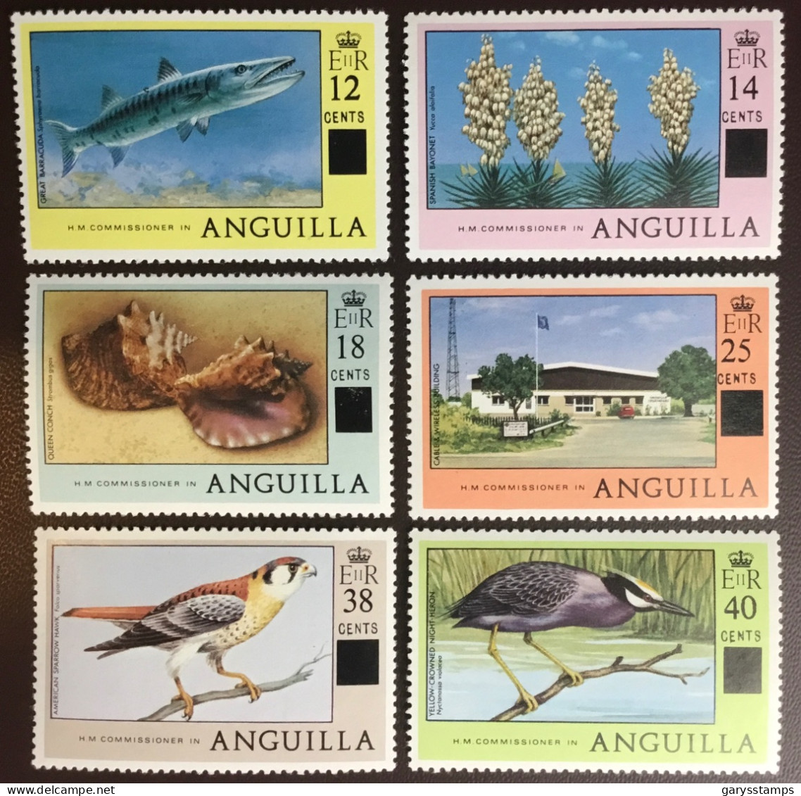 Anguilla 1979 Surcharges Set Fish Flowers Shells Birds MNH - Other & Unclassified