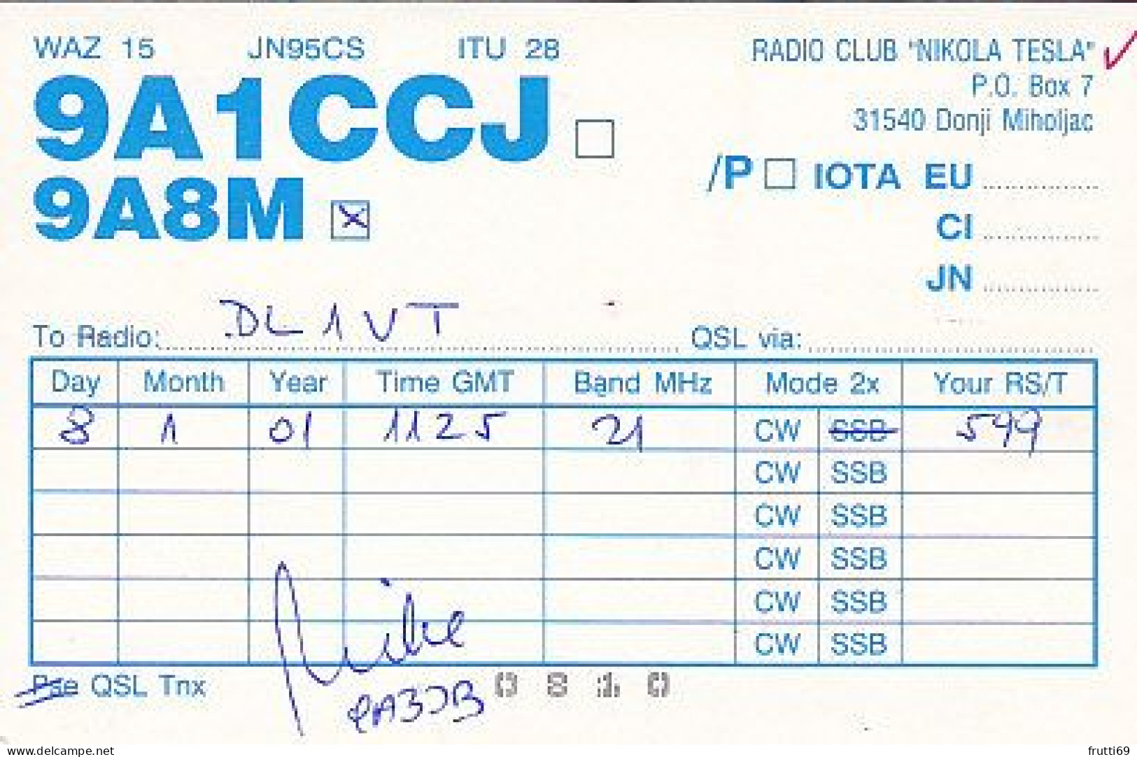 AK 210533 QSL - Croatia - Donji Miholjac - Radio Amateur