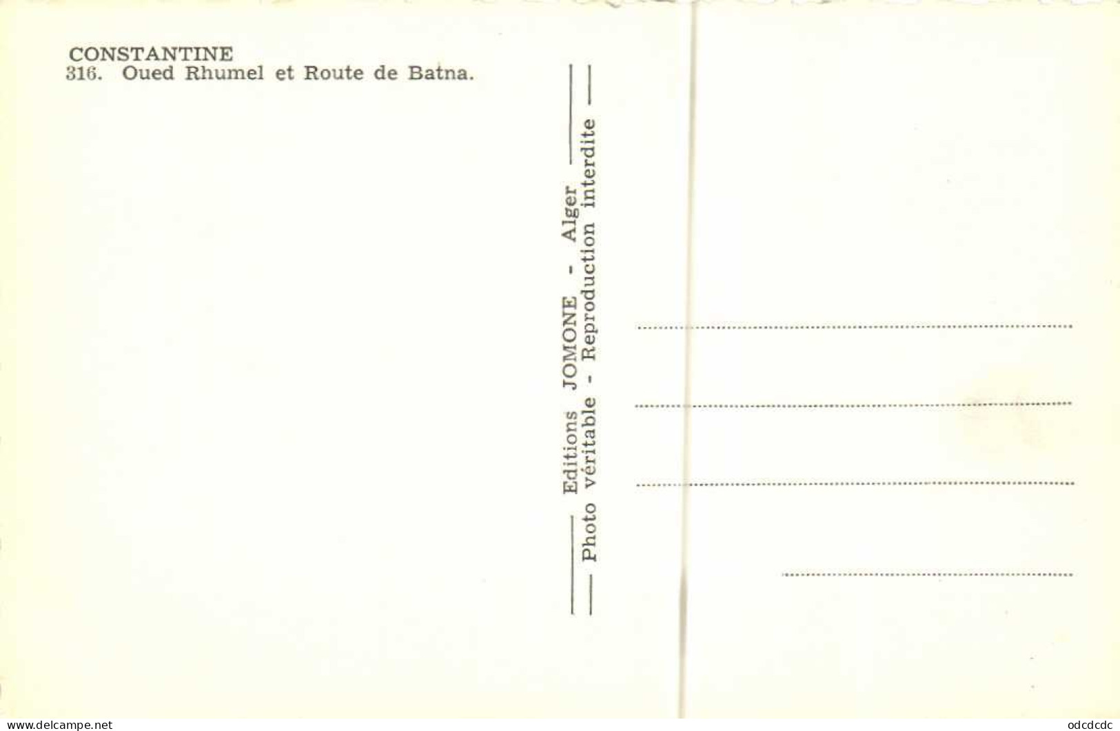 CONSTANTINE  Oued Rhumel Et Route De Batna  RV - Konstantinopel