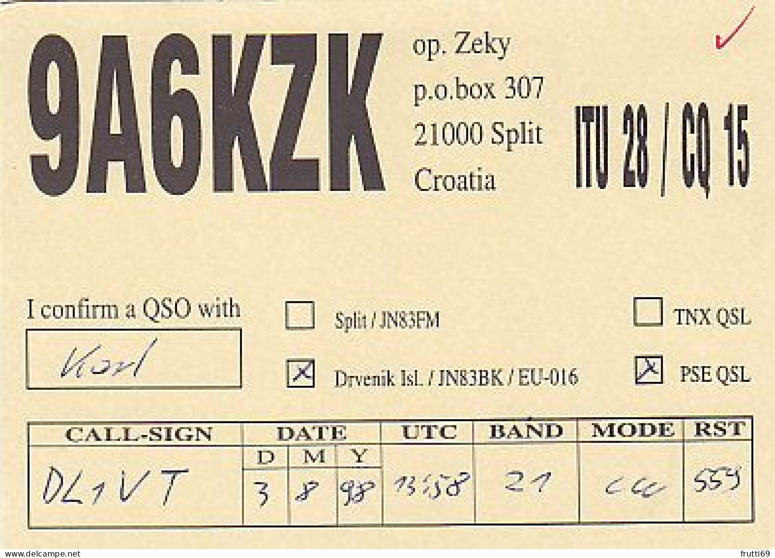 AK 210536 QSL - Croatia - Split - Radio-amateur