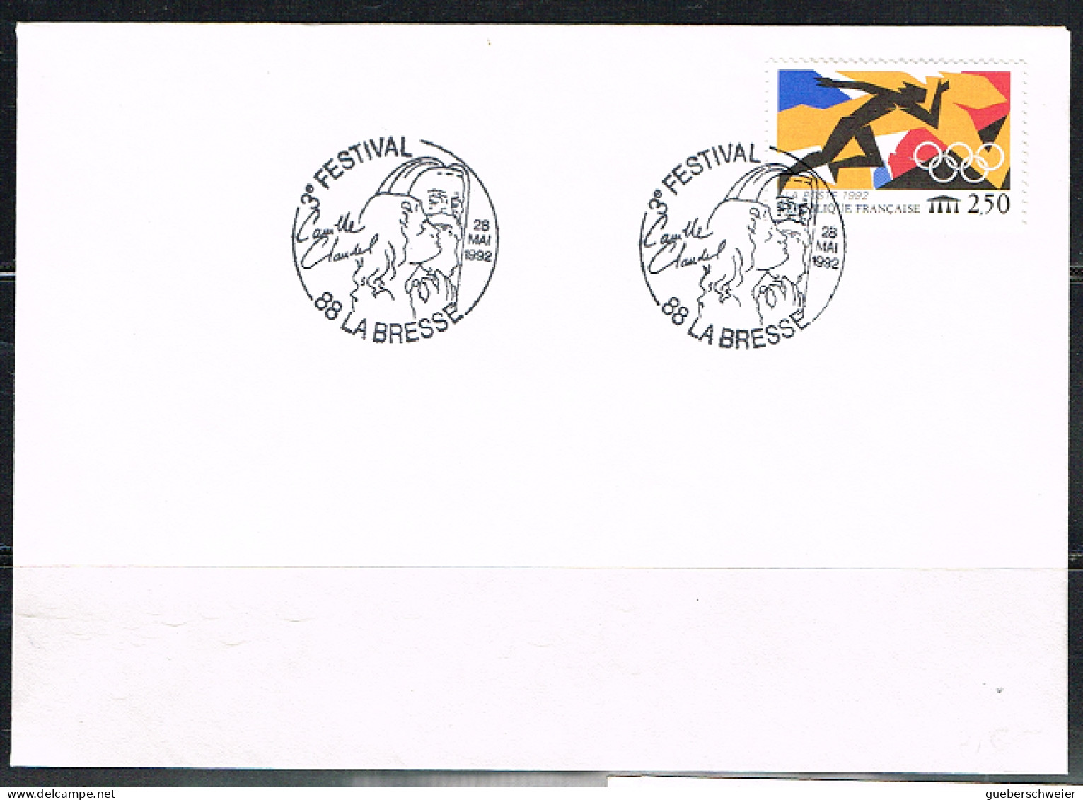 FETE L 1 - FRANCE Cachet Comm. Illustré Festival LA BRESSE 1992 Sur Lettre - Commemorative Postmarks