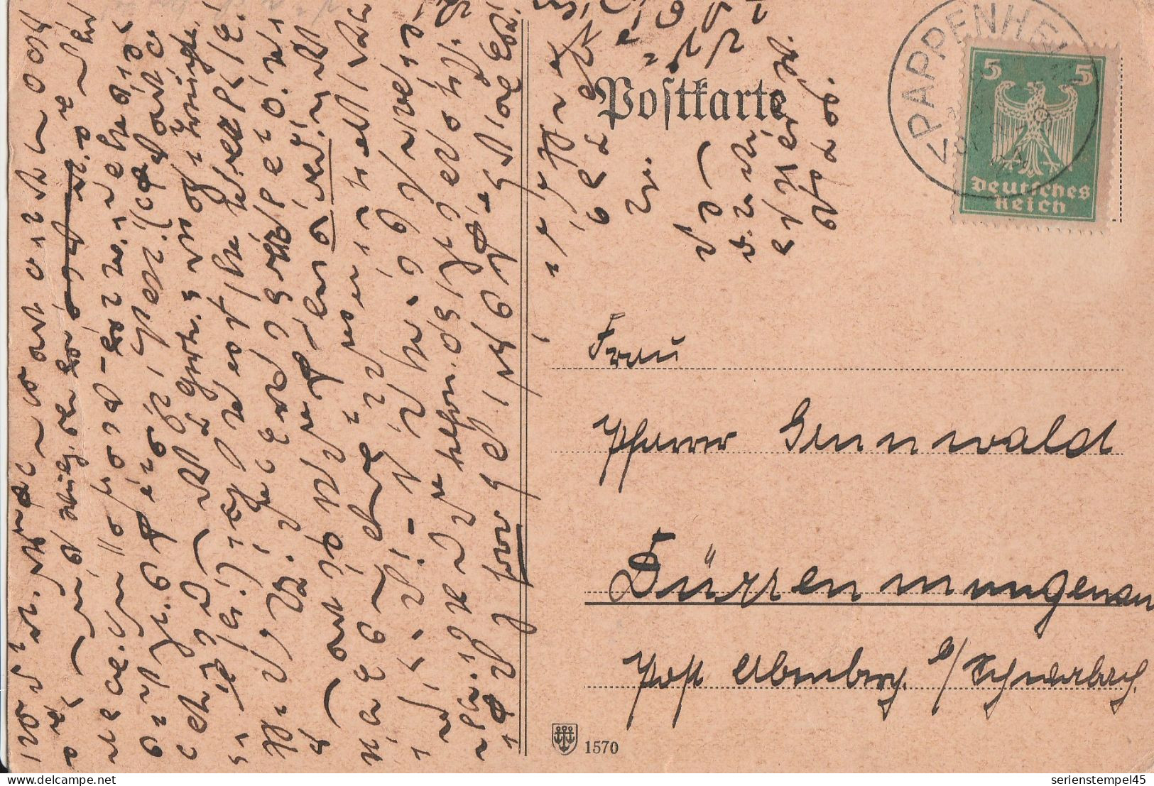 Deutsches Reich Karte Mit Tagesstempel Pappenheim 1924 Landkreis Weißenburg Gunzenhausen - Covers & Documents