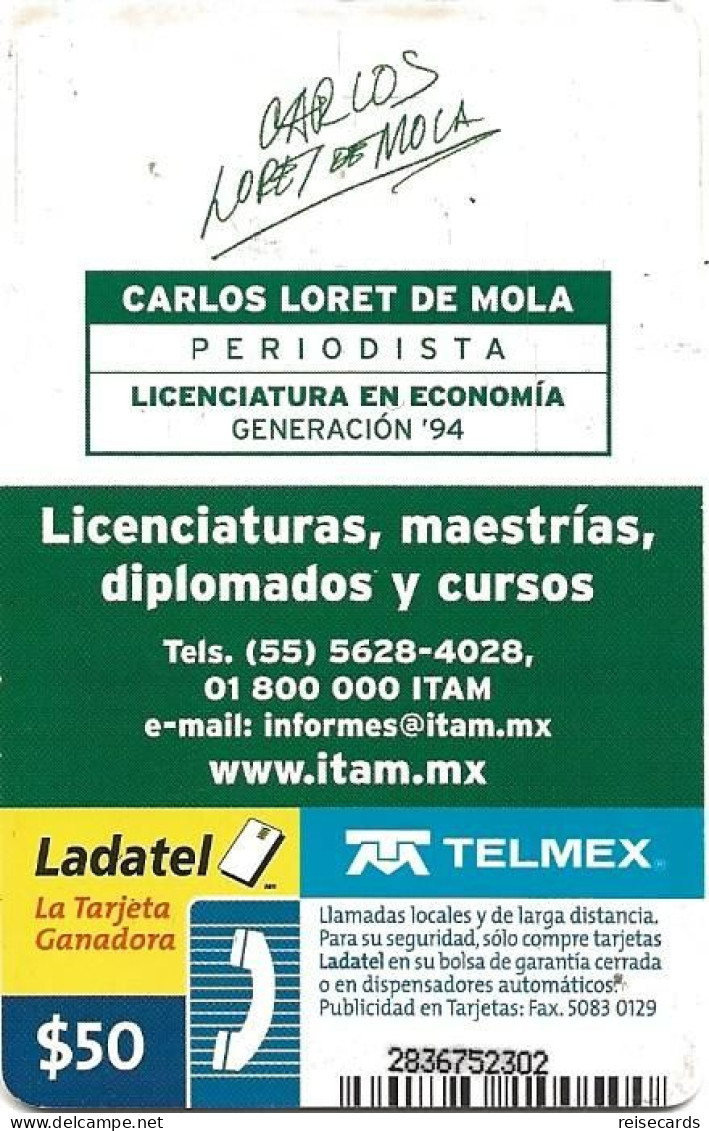 Mexico: Telmex/lLadatel - 2006 60 Años Itam, Artist Carlos Loret De Mola - Mexique