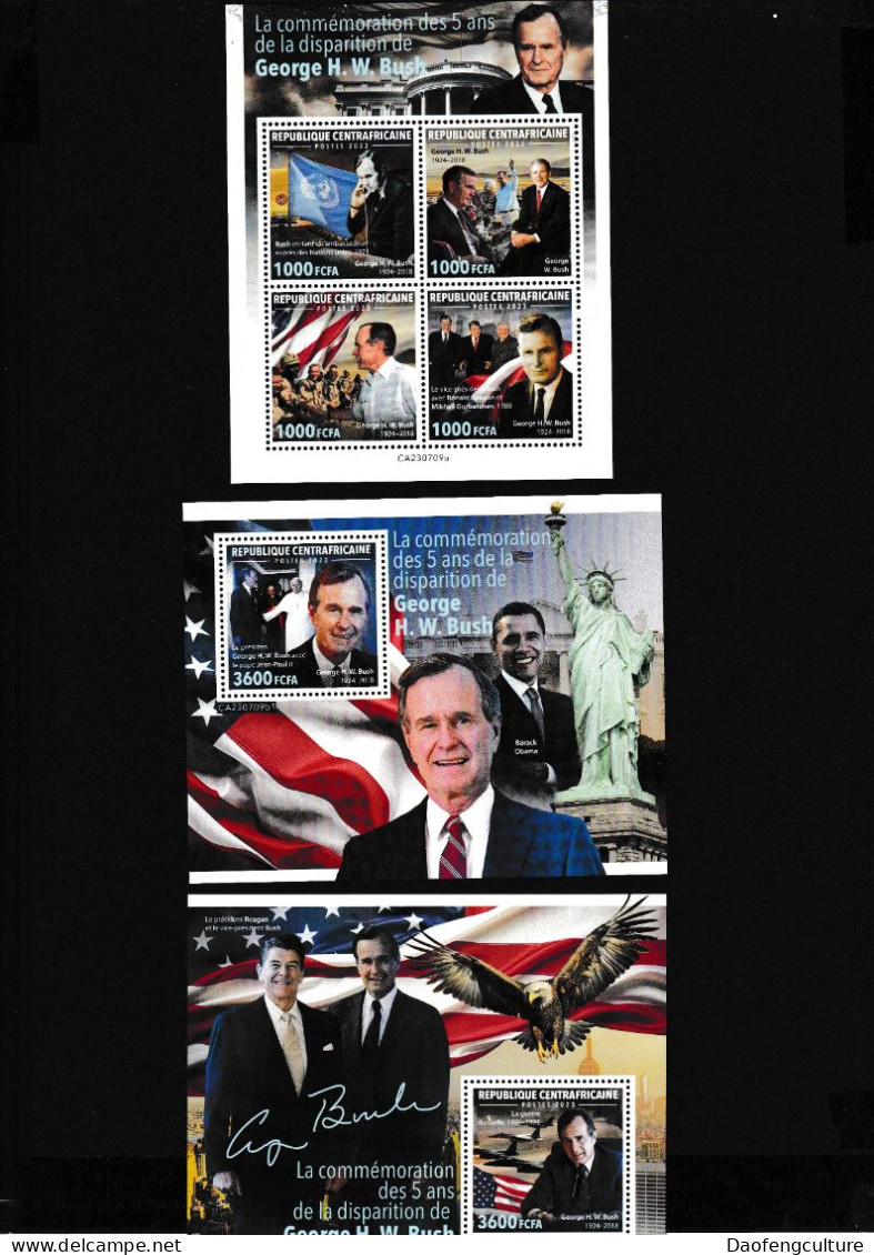 Central African Republic 2023 Famous People George H W Bush - Central African Republic