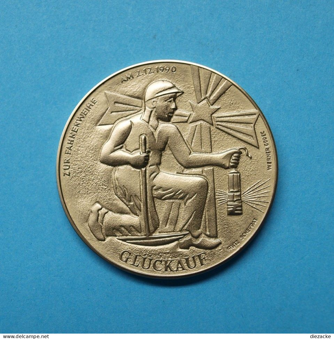 Medaille Zur Fahnenweihe 1990 Fördergemeinschaft Bergmannstradition Ss (BB037 - Zonder Classificatie