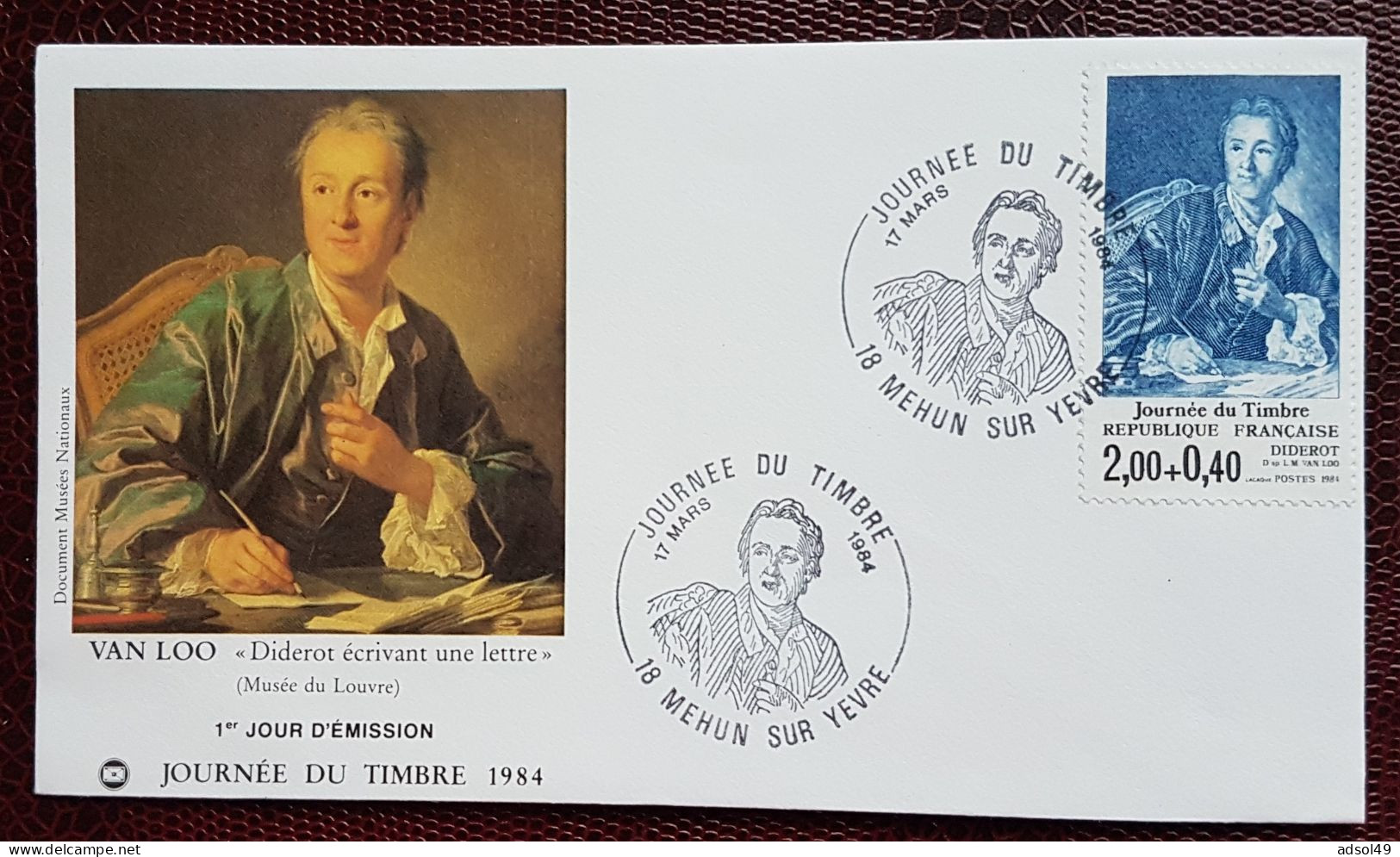 France 1984 - Enveloppe Journée Du Timbre Diderot - Colecciones Y Lotes