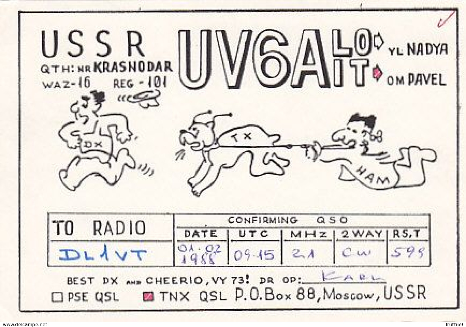 AK 210543 QSL - USSR - Krasnodar - Radio-amateur