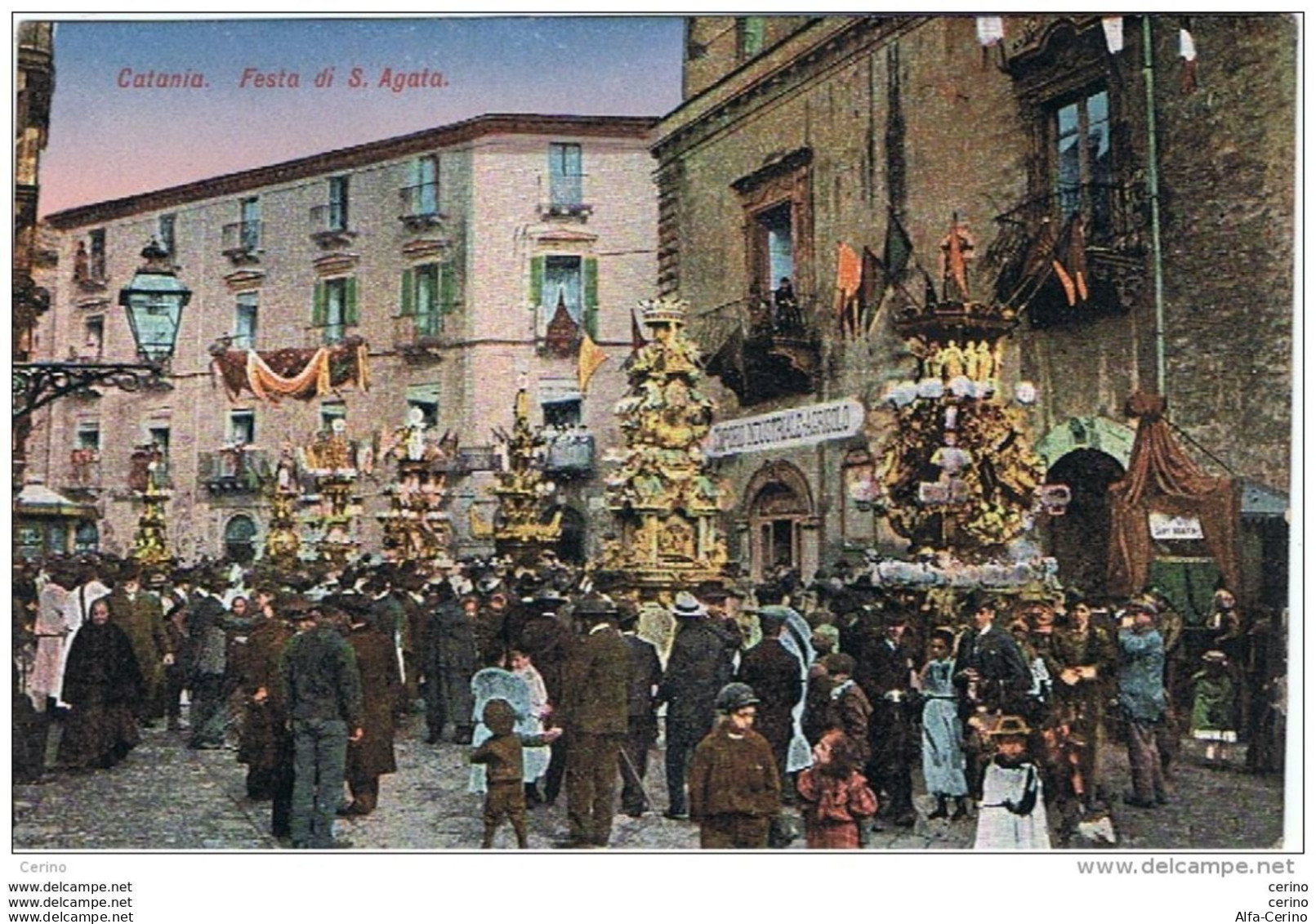 CATANIA:  FESTA  DI  S. AGATA  -  TRACCIA  DI  INCOLLAGGIO  RETRO  -  FP - Giorno Del Ringraziamento