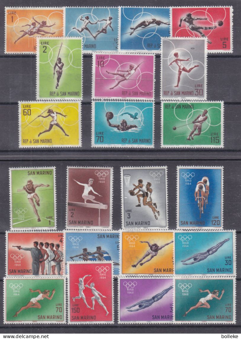 Jeux Olympiques - Tokyo 64 - Saint Marin - Yvert 605 / 14 + 615 / 26 ** - Valeur 4 Euros - Unused Stamps