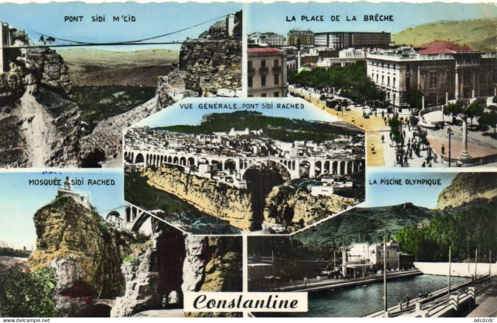 Fantaisie CONSTANTINE 5 Vues  Colorisées RV Beau Timbre 12F - Constantine