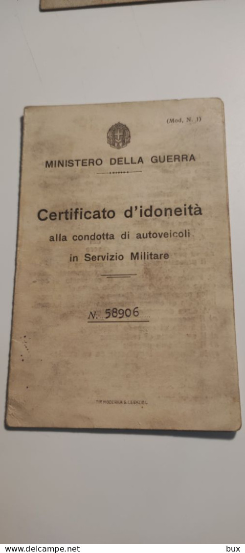 1931 Bengasi Cirenaica Aoi Di Barletta Africa Orientale Italiana Certificato Di Idoneità Guida Autoveicolo Militare - Historical Documents