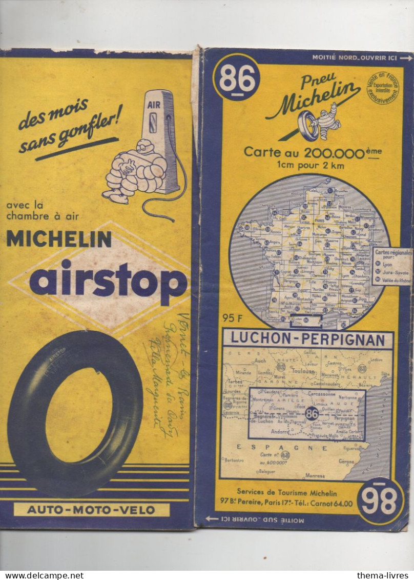 Carte Michelin N°86 LUCHON PERPIGNAN  (cote 1952)  (PPP47349) - Wegenkaarten