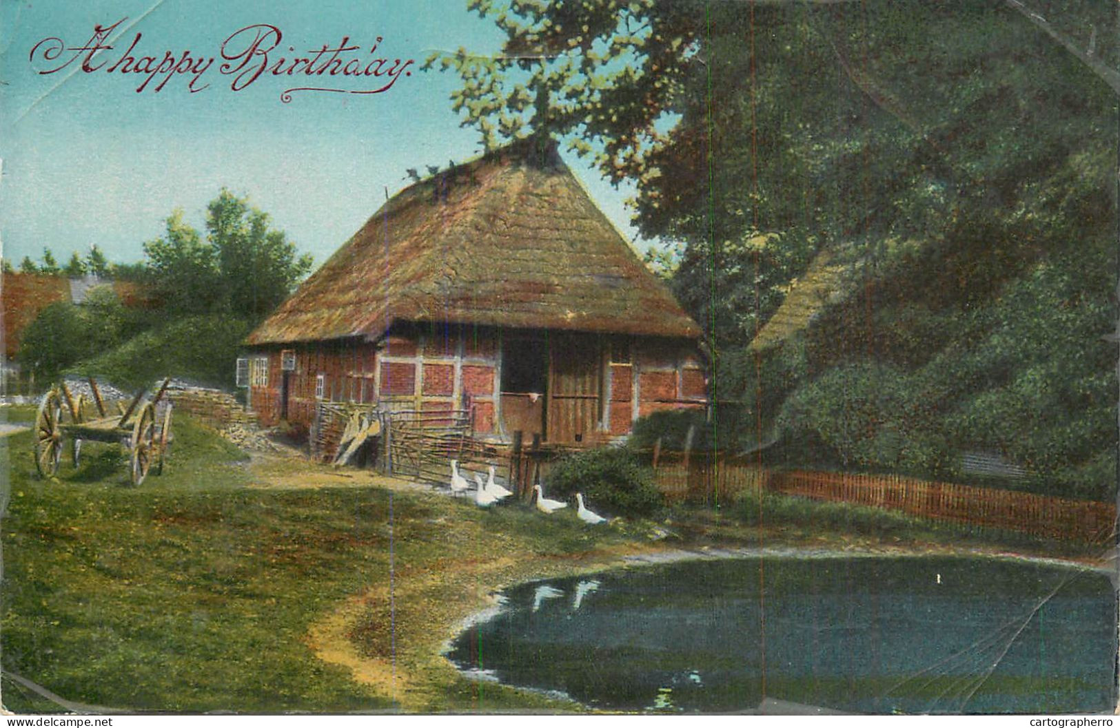 Scenic Postcard Germany A Happy Birthday Farm Ducks - Otros & Sin Clasificación