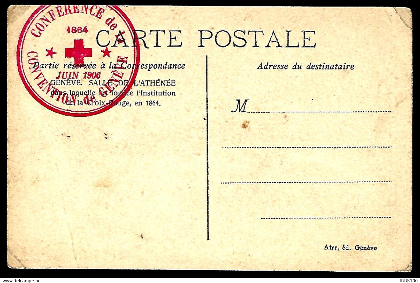 CONFÉRENCE DE LA CONVENTION DE GENÈVE - JUIN 1906 - CROIX - ROUGE - Rotes Kreuz