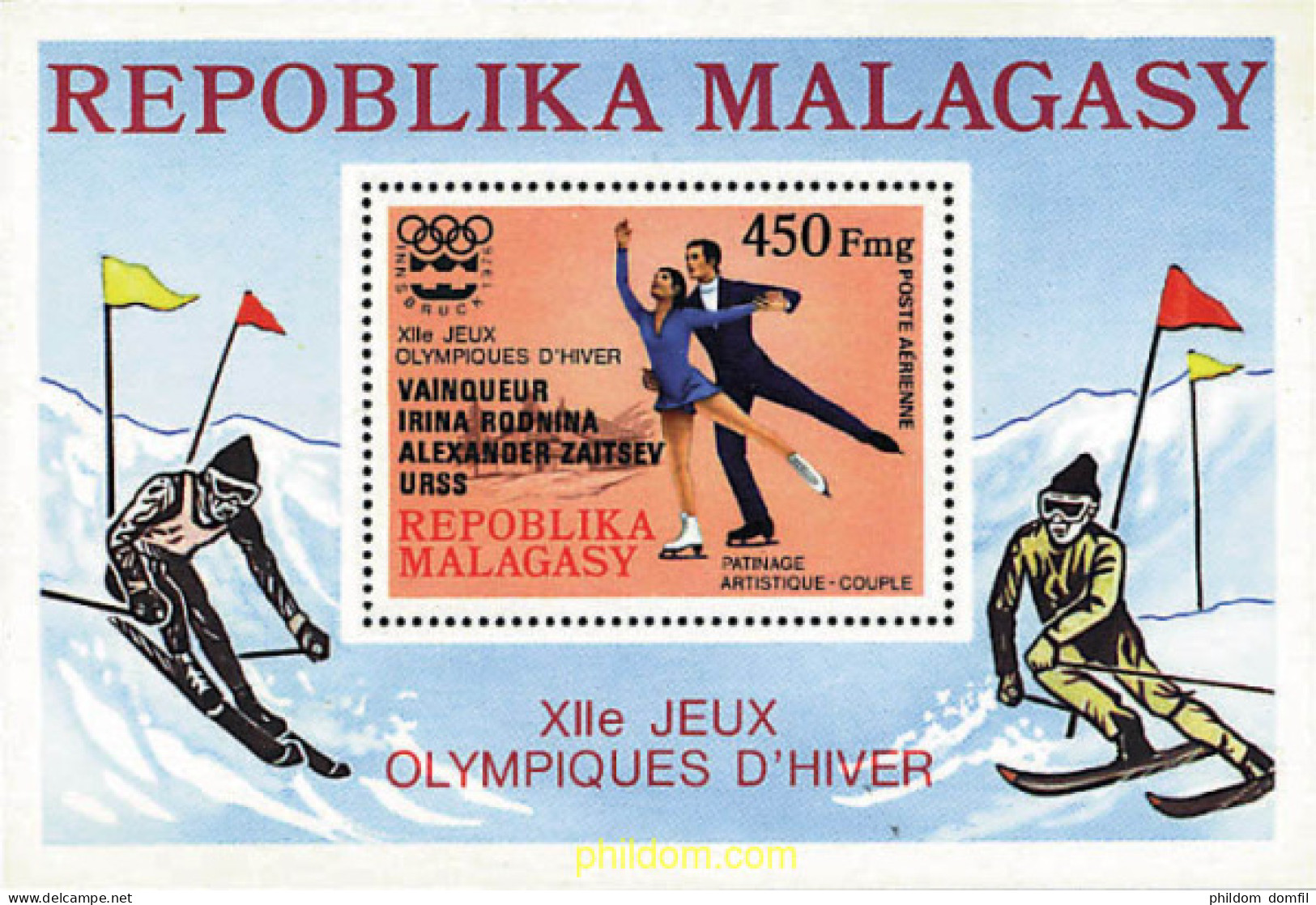 72682 MNH MADAGASCAR 1976 MEDALLISTAS DE LOS 12 JUEGOS OLIMPICOS DE INVIERNO. INNSBRUCK 1976 - Madagaskar (1960-...)