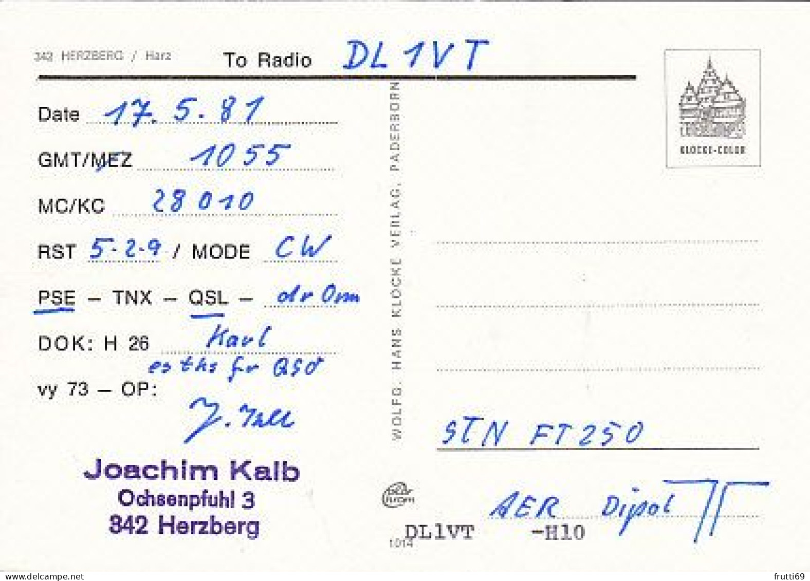 AK 210561 QSL - Germany - Herzberg - Radio Amateur