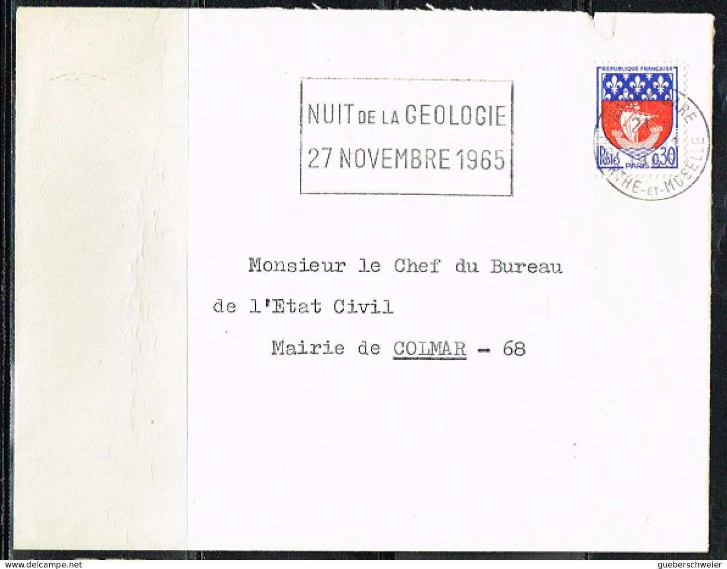 GEO L 2 - FRANCE Flamme Sur Lettre Nuit De La Géologie Nancy 1965 - Oblitérations Mécaniques (flammes)