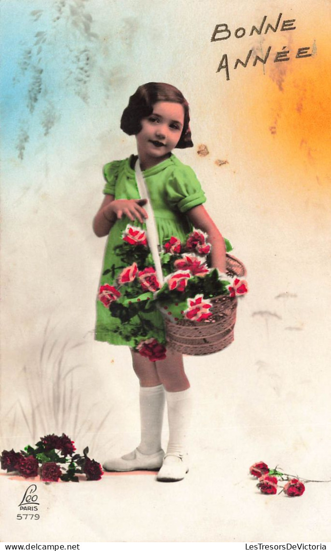 FETE ET VOEUX - Nouvel An - Un Enfant Avec Un Panier De Fleurs - Colorisé - Carte Postale Ancienne - Año Nuevo