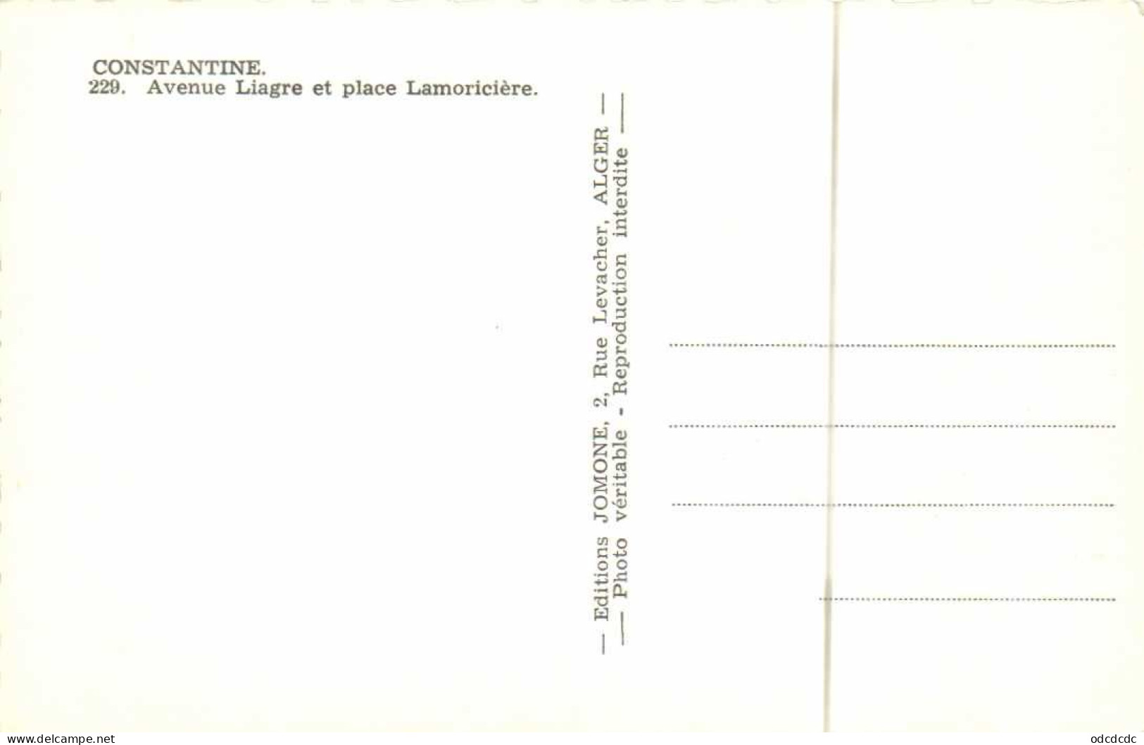 CONSTANTINE  Avenue Liagre Et Place Lamoricière Animée Voitures 11CV Citroen 203 Et 403 Peugeor Colorisée RV - Constantine