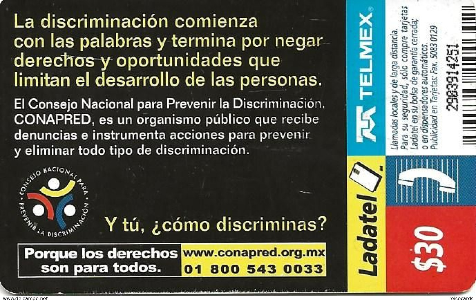 Mexico: Telmex/lLadatel - 2005 Consejo Nacional Para Prevenir La Discriminación - Mexique