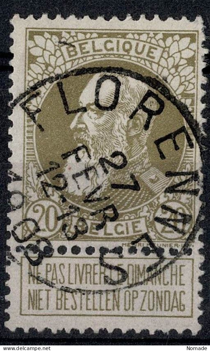 Belgique 1905 COB 75 Belle Oblitération FLORENNES - 1905 Grove Baard