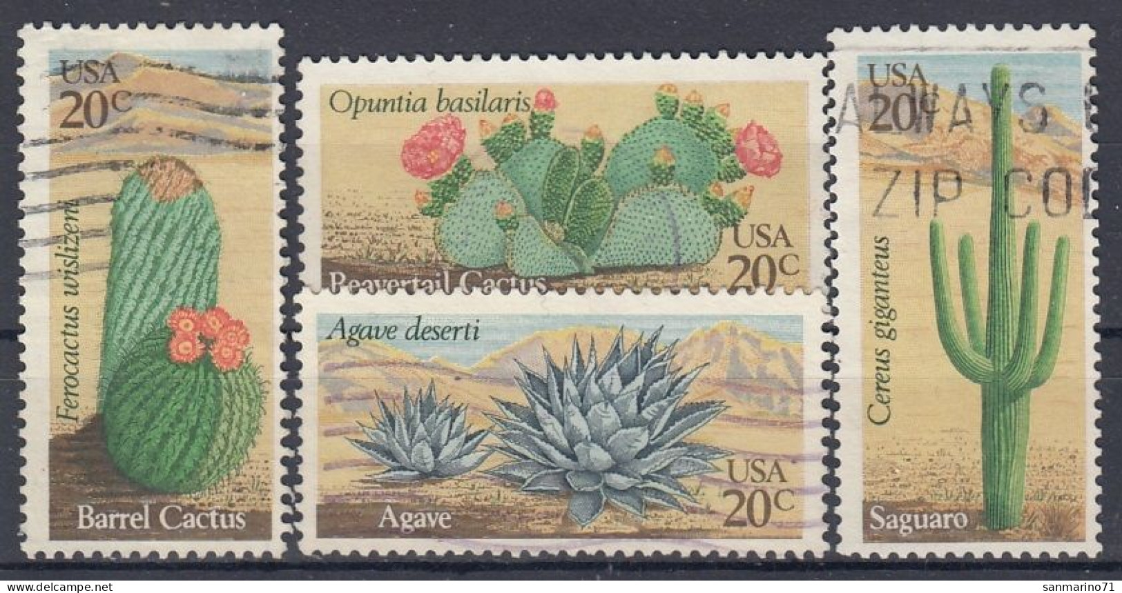 UNITED STATES 1517-1520,used,falc Hinged - Cactussen