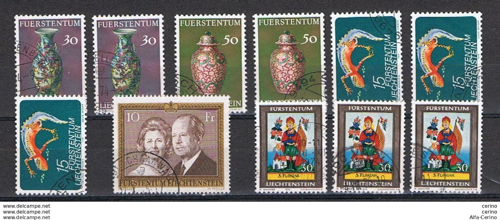 LIECHTENSTEIN:  1974  COMMEMORATIVI  -  INSIEME  11  VAL. RIPETUTI  US. -  YV/TELL. 545//558 - Used Stamps